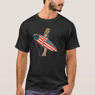 T-shirt Surfer Us Drapeau Surfboard Surfrider Surfing 4e D