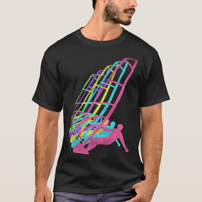 T-shirt Surfer Windsurfing 80s Colors 1980s (Devant)