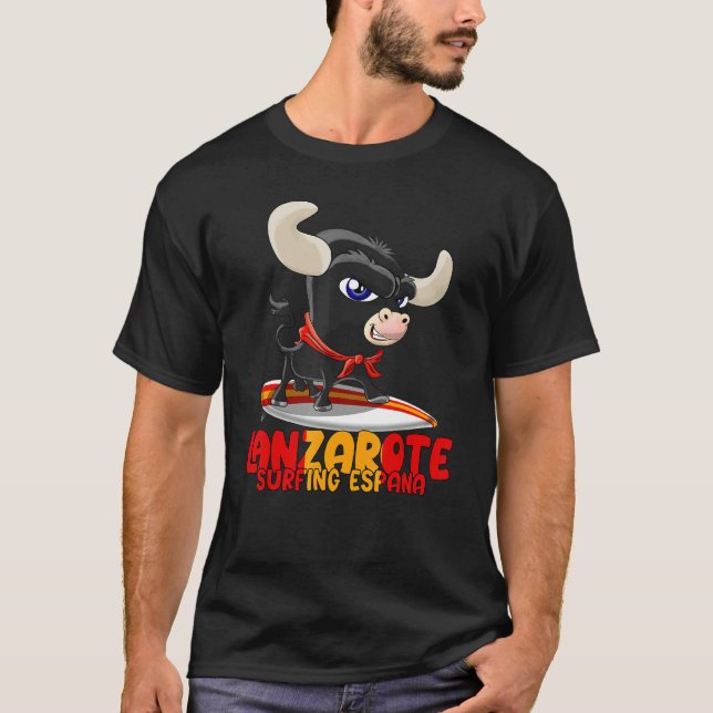 T-shirt Surfing Spot Spain Lanzarote with Cute Taurus (Devant)
