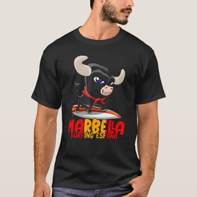 T-shirt Surfing Spot Spain Marbella with Cute Taurus (Devant)