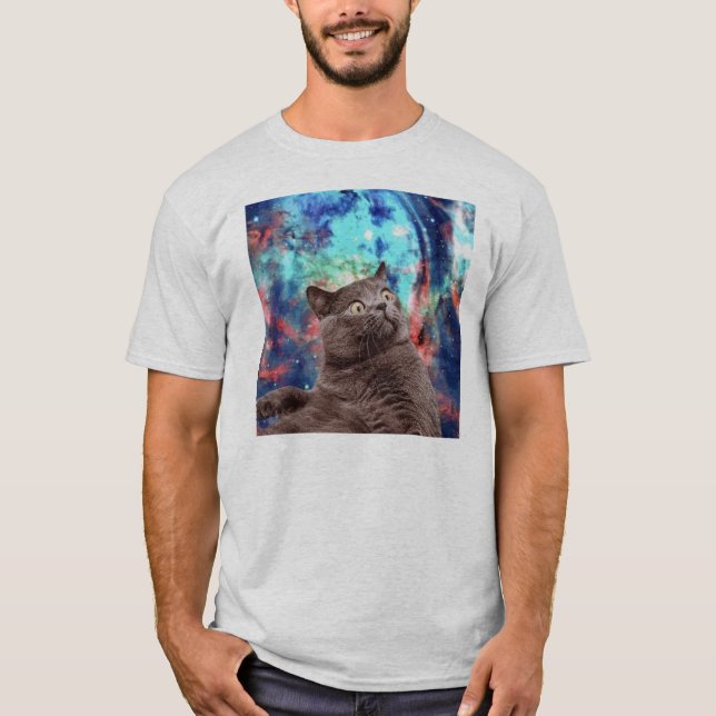 T-shirt Surprise de chat de galaxie (Devant)