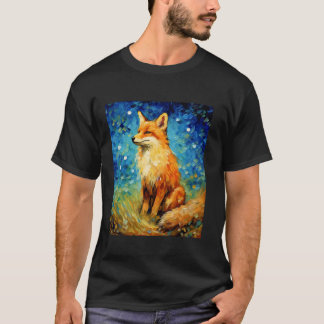 T-shirt Surreal Starry Night esthétique Fox T Shirt