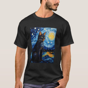 T-shirt Surréalisme esthétique Nuit étoilée Chypre Chat