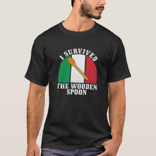 T-shirt Survié Cuillère En Bois Drapeau Italien Drôle P
