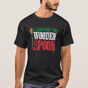 T-shirt Survié Cuillère En Bois Drapeau Italien Drôle P