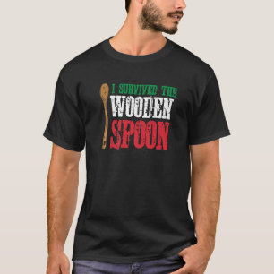 T-shirt Survié Cuillère En Bois Drapeau Italien Drôle Papa