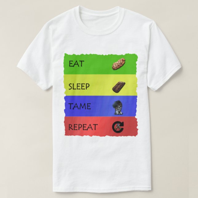 T-shirt Survie de l'arche Évolution Manger Sleep Répétitio (Design devant)