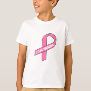 T-shirt Survivant de 5 ans (ruban rose de cancer du sein)
