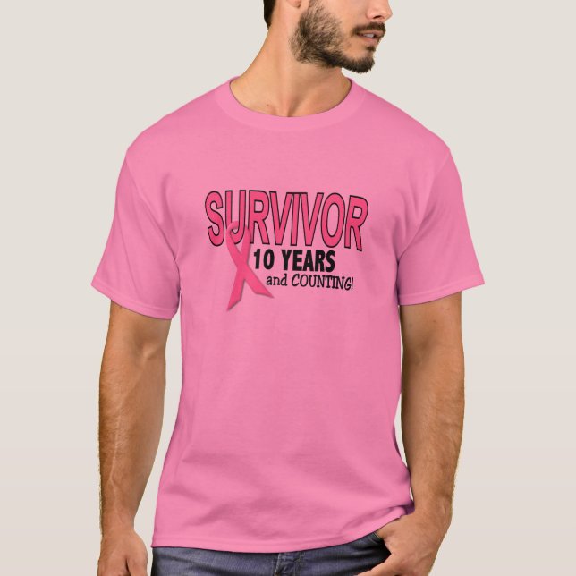 T-shirt SURVIVANT de CANCER DU SEIN 10 ans et comptes (Devant)