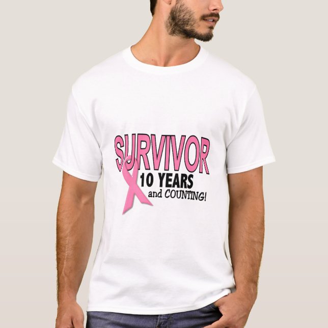 T-shirt SURVIVANT de CANCER DU SEIN 10 ans et comptes (Devant)