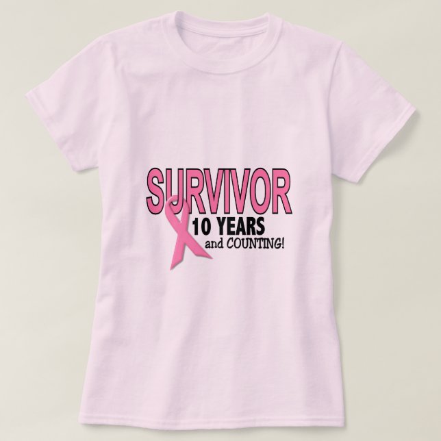 T-shirt SURVIVANT de CANCER DU SEIN 10 ans et comptes (Design devant)