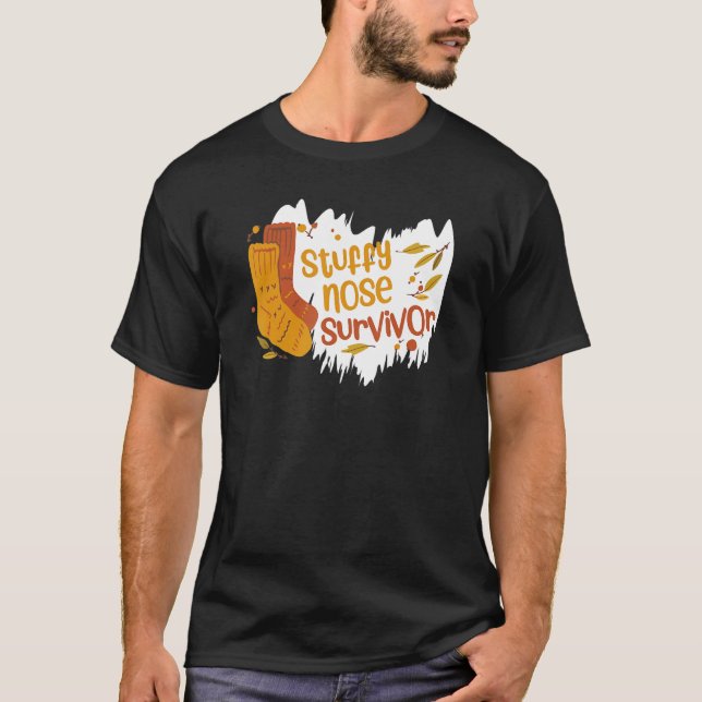 T-shirt Survivant du nez étouffé Hiver Humour froid Grippe (Devant)