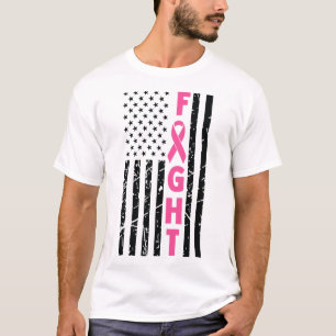 T-shirt Survivant du sein American Flag Cancer du sein Awa