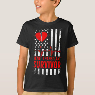 T-shirt Survivant d'une greffe cardiaque drapeau américain