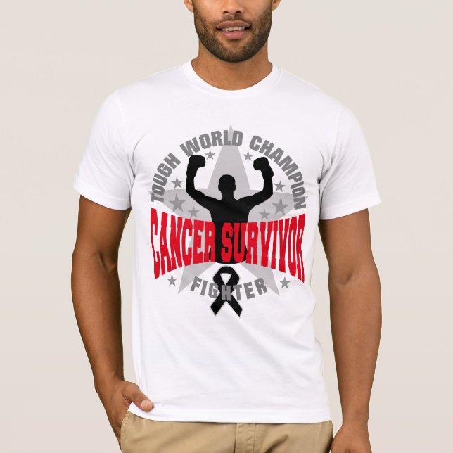T-shirt Survivant dur de champion du monde de cancer de la (Devant)
