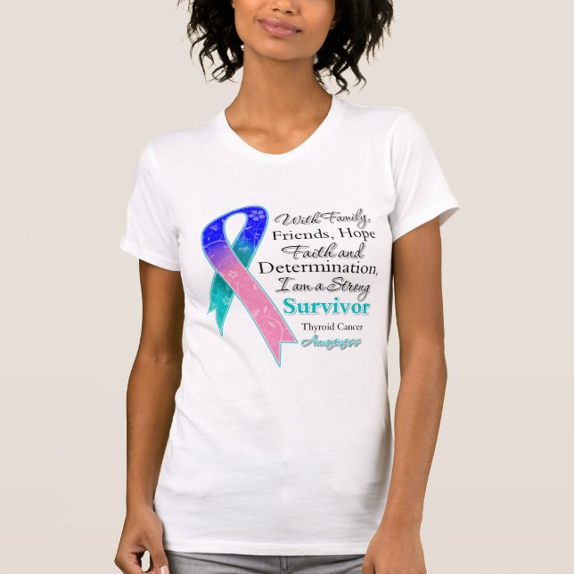 T-shirt Survivant fort de soutien de cancer de la thyroïde (Devant)