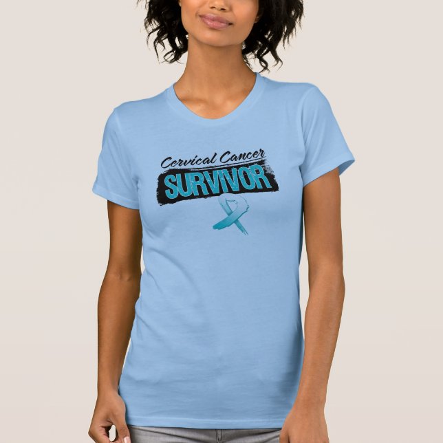 T-shirt Survivant frais de cancer du col de l'utérus (Devant)
