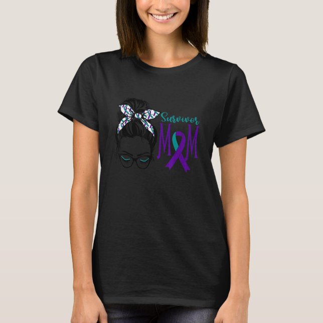 T-shirt Survivant Maman Suicide Sensibilisation Messy Bun  (Devant)