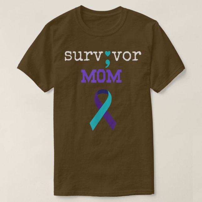 T-shirt Survivante Maman Semicolon Cadeaux Prévention du s (Design devant)