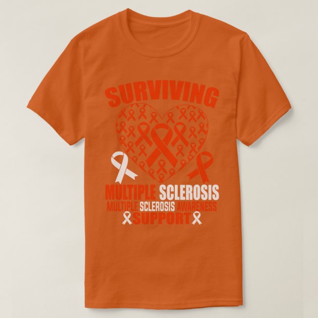 T-shirt Survivre à la sclérose en plaques Oronge Ruban Hea (Design devant)