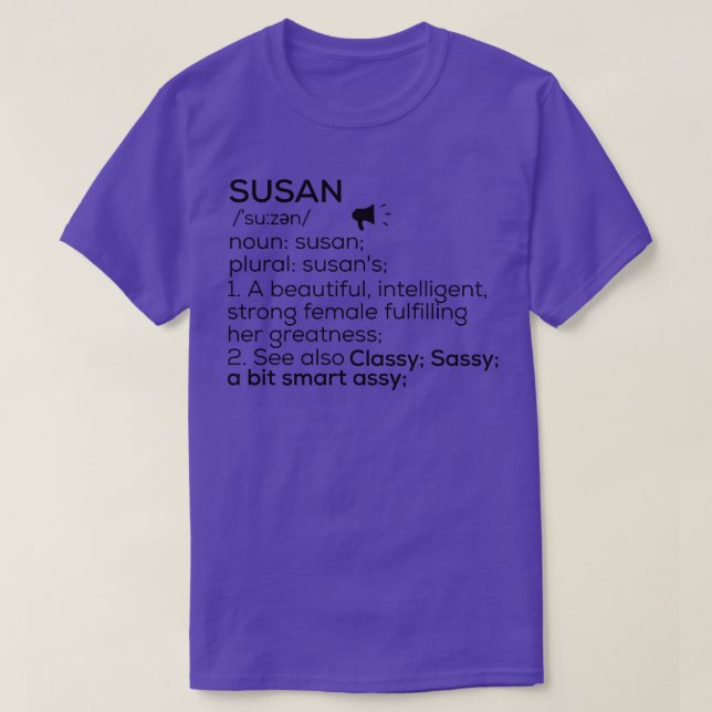 T-shirt Susan Nom Définition Susan Femme Nom (Design devant)