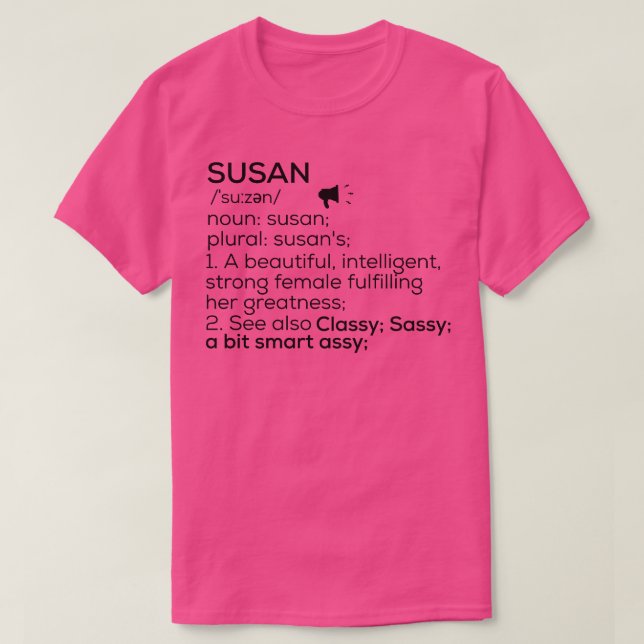 T-shirt Susan Nom Définition Susan Femme Nom (Design devant)