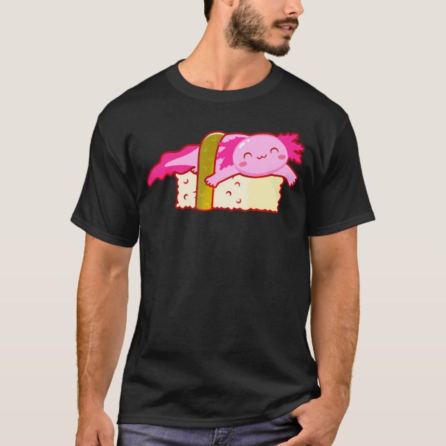 T-shirt Sushi Axolotl Kawaii Anime mignon rose Axolotl Jap (Devant)
