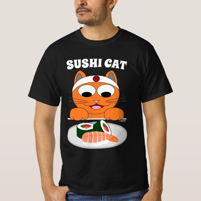 T-shirt SUSHI CAT Cartographie Chat humoristique (Devant)