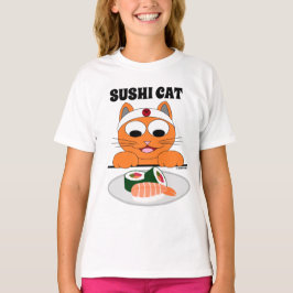 T-shirt SUSHI CAT Cartoon Chat Mange Sushi Funny