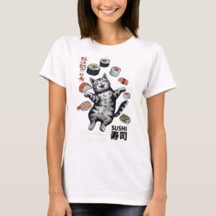 T-shirt Sushi Cat Harajuku Tokyo Japon Cat Cat Caf