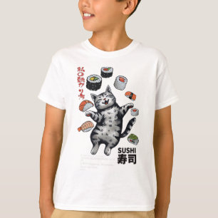 T-shirt Sushi Cat Harajuku Tokyo Japon Cat Cat Caf