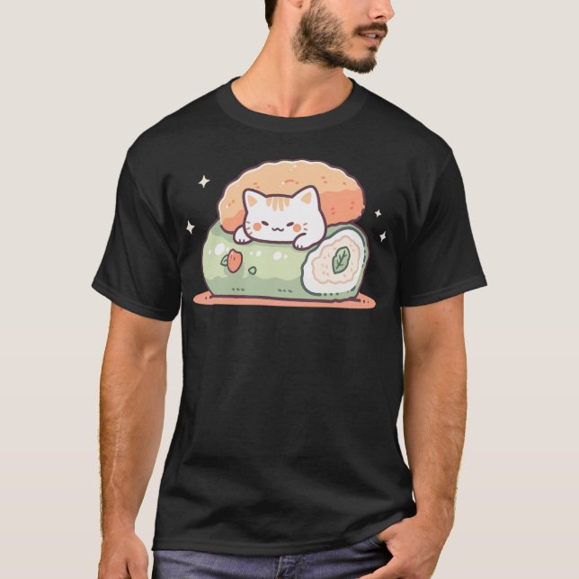 T-shirt Sushi Cat Kawaii (Devant)