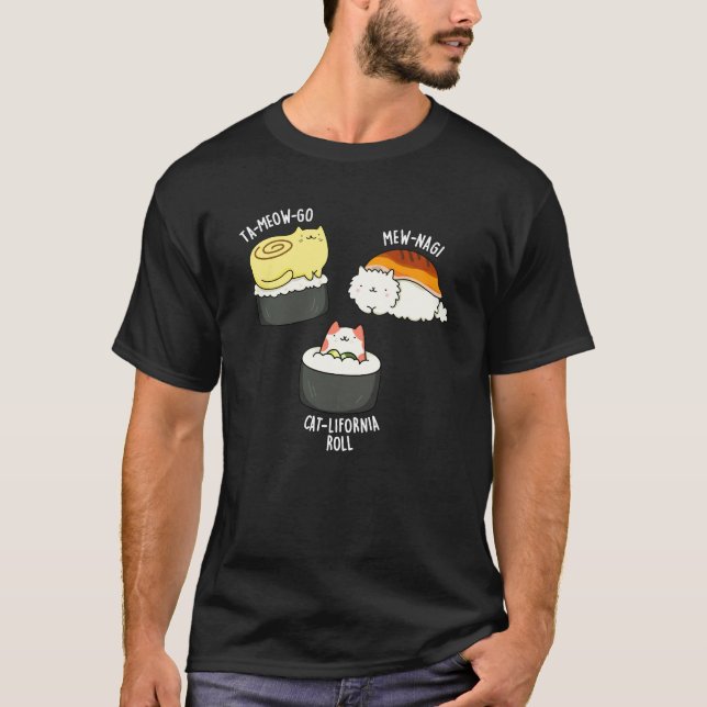 T-shirt Sushi Cats Funny Sushi Pun Dark BG (Devant)