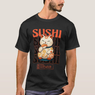 T-shirt Sushi Chat Mignon Neko Chibi Anime Japonais Nourri