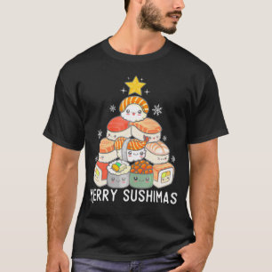T-shirt Sushi Christmas Tree Anime Aesthetics Japanese Mak