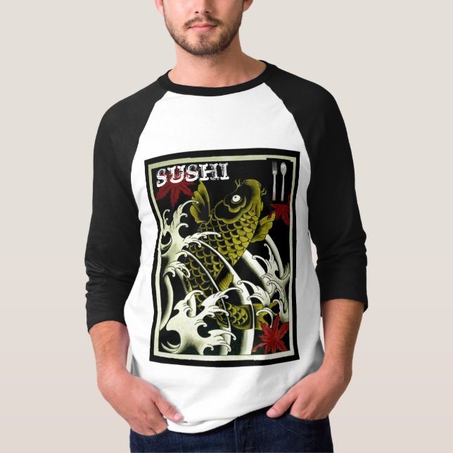 T-shirt SUSHI d'instantané de tatouage de poissons de Koi (Devant)
