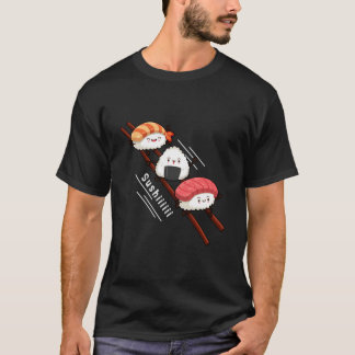 T-shirt Sushi glissant sur des baguettes Kawaii Anime Japo