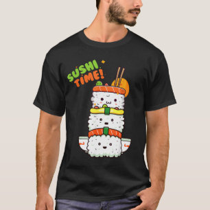 T-shirt Sushi Kawaii Bonheur et Soleil Prêts pour l'Été