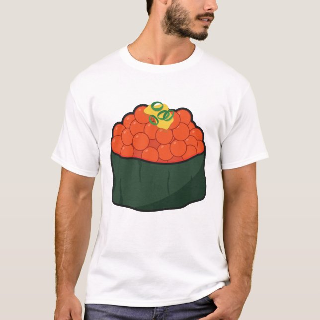 T-shirt Sushi Saumon Kawaii - Kawaii Foodies (Devant)