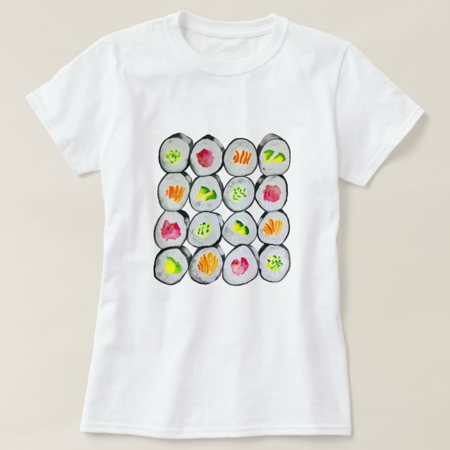 T-shirt Sushi Time aquarelle wasabi (Design devant)