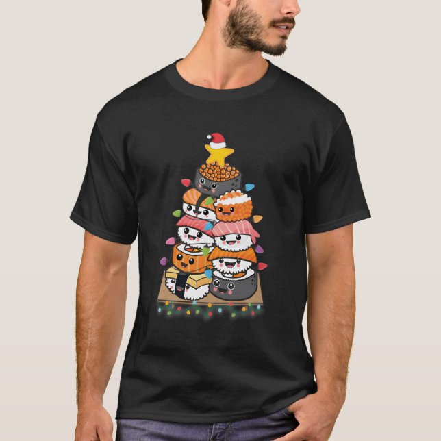 T-shirt Sushi Tree Japonais Nourriture Amoureux Noël Cadea (Devant)