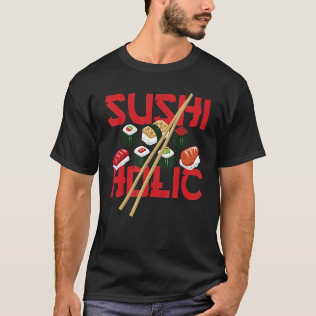T-shirt Sushiholic Sushi Rolls Riz et poisson (Devant)