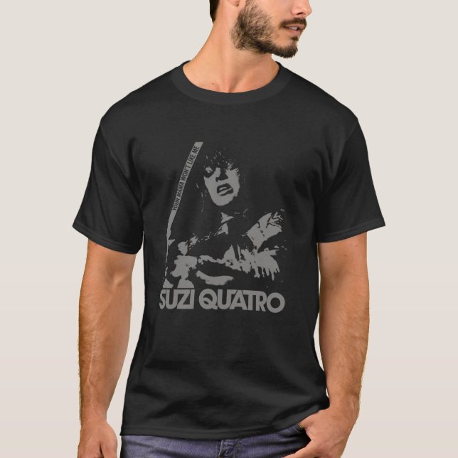 T-shirt Suzi Quatro Pics Style 2 gris noir (Devant)