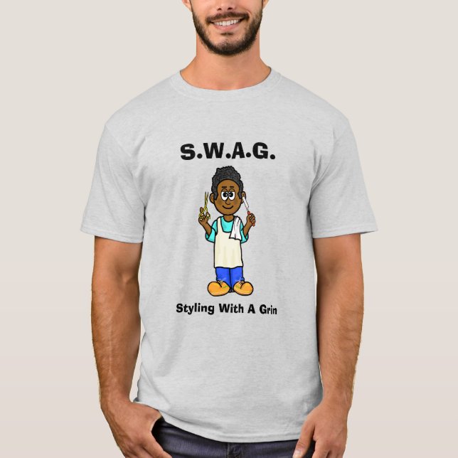T-shirt SWAG en coiffure noire (Devant)