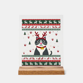 T-Shirt Sweat Noël Chat Renne Pull de Noël Laid