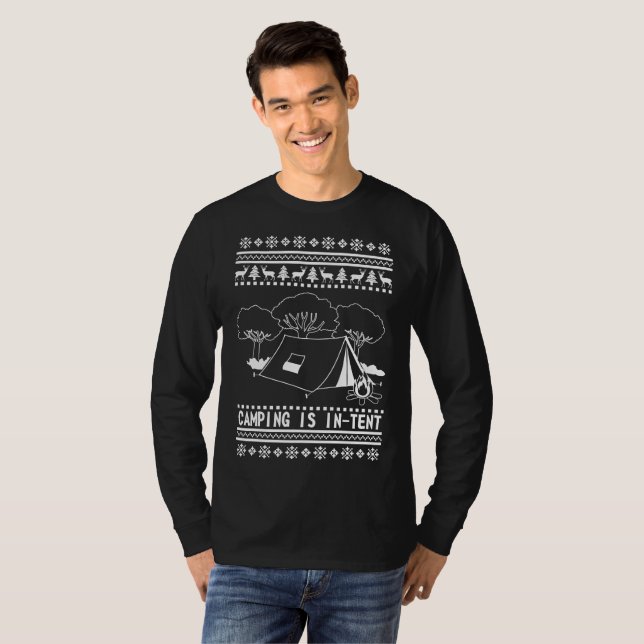 T-shirt Sweater de camping Ugly Christmas (Devant entier)