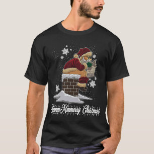 T-shirt Sweater de Noël moche Pooping Père Noël Liste coqu
