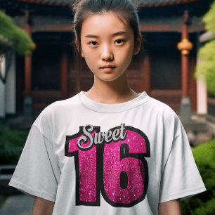 T-SHIRT SWEET 16 FILLES PARTIES SCINTILLANT D'ANNIVERSAIRE