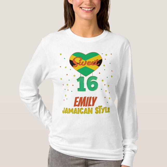 T-shirt Sweet 16 style jamaïcain Anniversaire Fille vacanc (Devant)