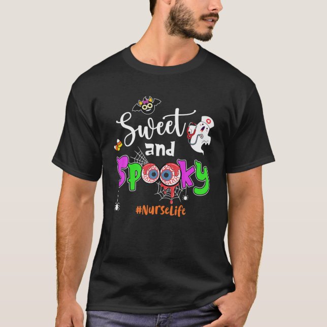 T-shirt Sweet And Spooky Nurse Life Stethoscope Halloween (Devant)